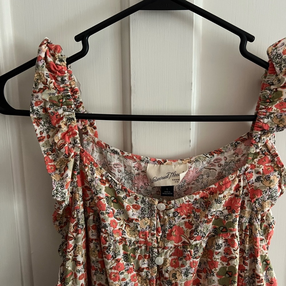 Floral Dress with Ruffle Straps - Picture 2 of 5